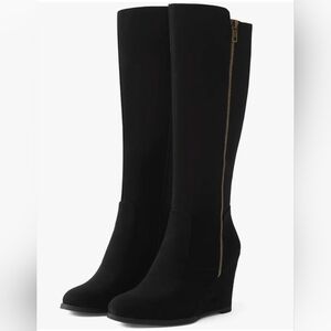 Black wedge boots
